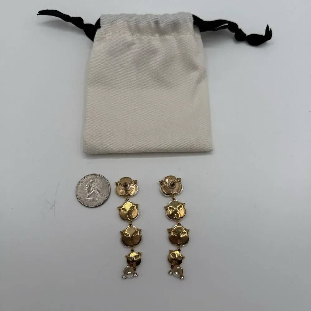 Kate Spade Disco Pansy Dangling Statement Earrings mother of pearl Linear Long